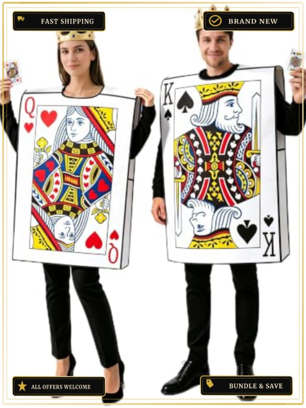 Couples King Queen Halloween Costume Set One Size Fits Most Adults 100%